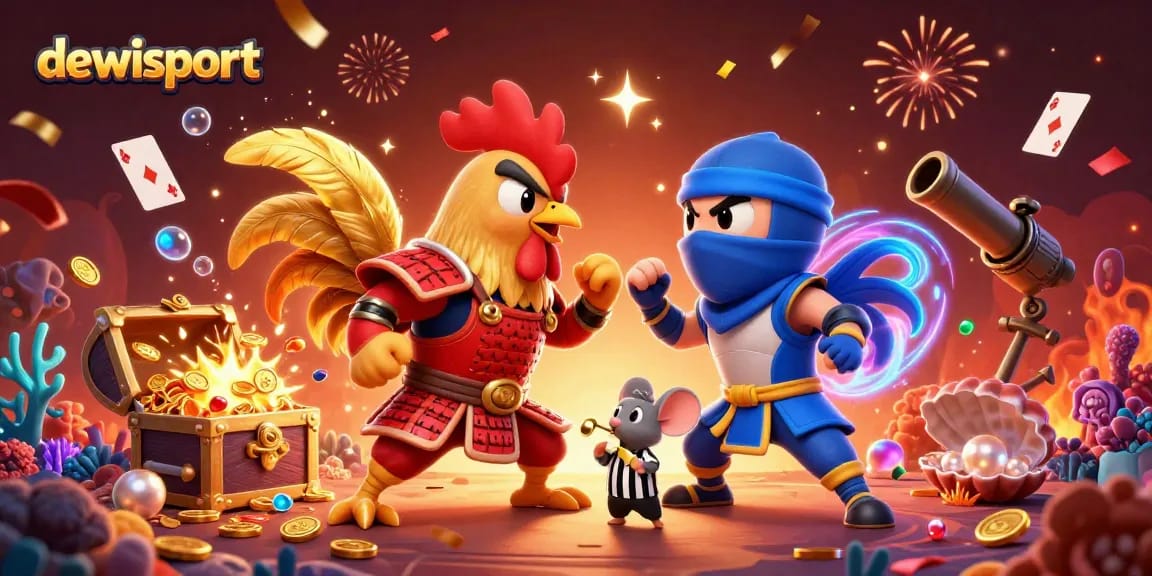 Elevate your betting experience with dewisport's thrilling rooster showdown and festive casino theme.