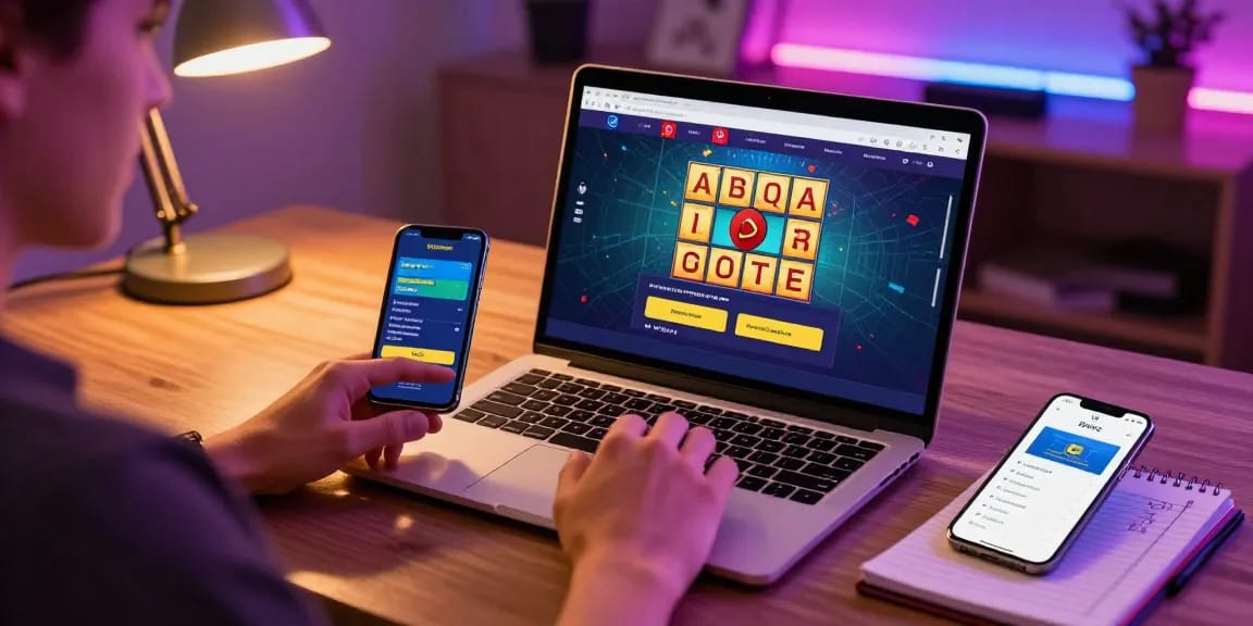 Pengguna lazadatoto menikmati permainan togel online dengan laptop dan aplikasi dompet digital di meja kerja.