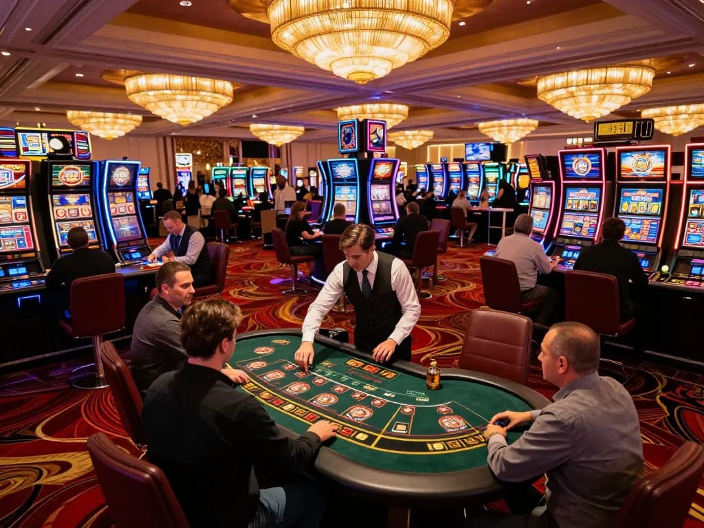 Para pemain di kasino m88 menikmati permainan blackjack yang mendebarkan dikelilingi oleh aksi meja yang dinamis