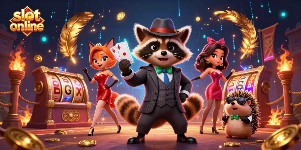 Win big with slot online as a suave raccoon, charming fox, and bouncer celebrate together!