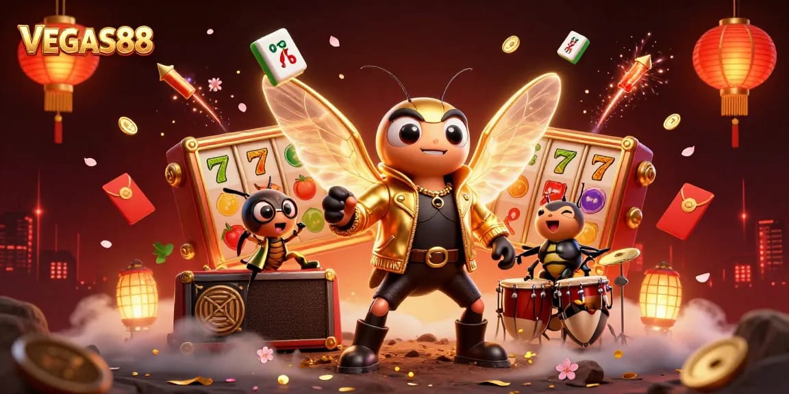 Engage with VEGAS88's vibrant slot world featuring intricate characters and festive decorations.