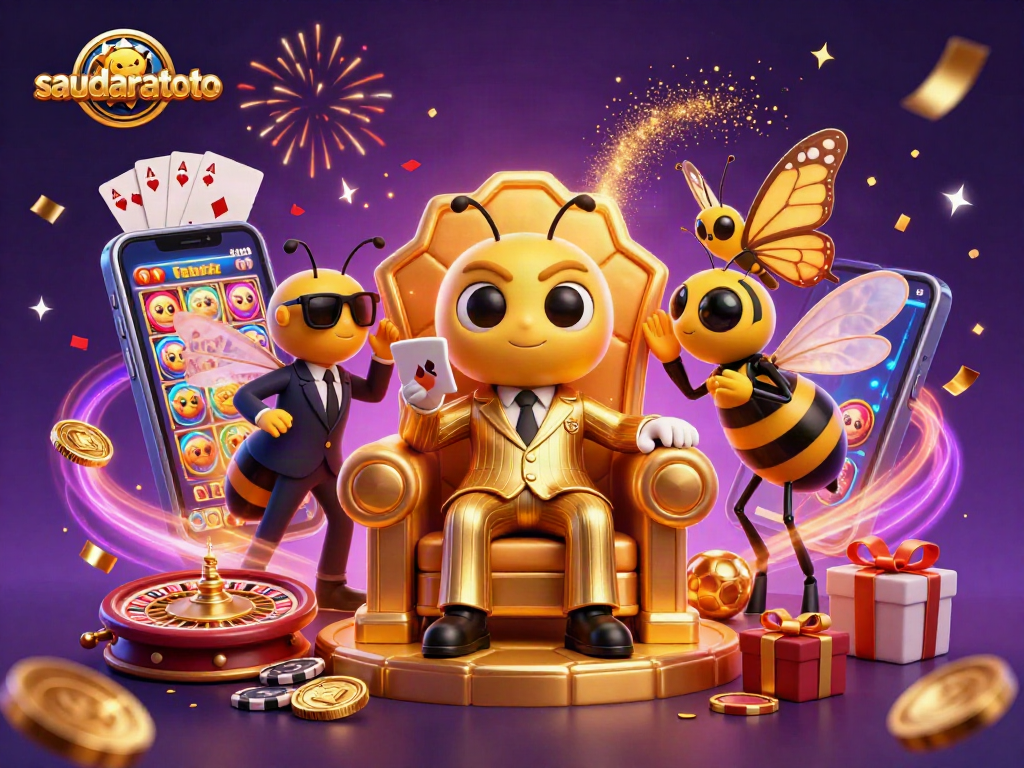 Saudaratoto menghadirkan suasana kasino dengan karakter 3D lucu dan elemen permainan menarik.