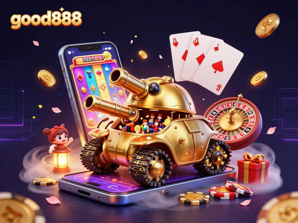 Engage with good888's exciting gaming environment filled with golden coins and dynamic slot action.