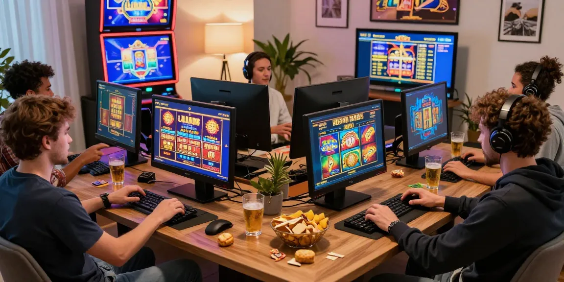 Pengguna bermain SLOT GACOR di rumah dengan suasana meriah dan perangkat modern.