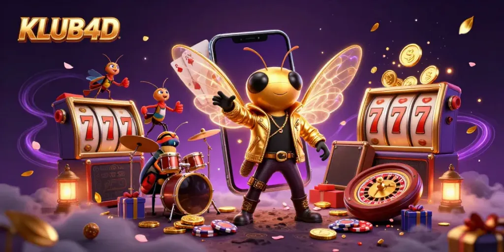Interaksi menarik di situs KLUB4D dengan cicada rock star dan elemen judi yang penuh warna.