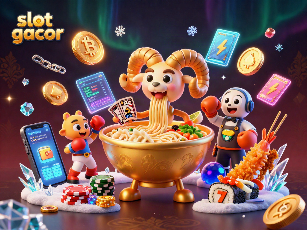 Engage with the dynamic slot gacor theme featuring lively 3D characters and vibrant gambling elements.