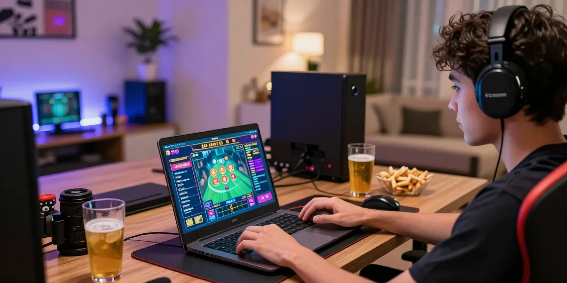 Pengguna BUNTOGEL bermain togel online dengan antusias di ruang kerja yang modern.