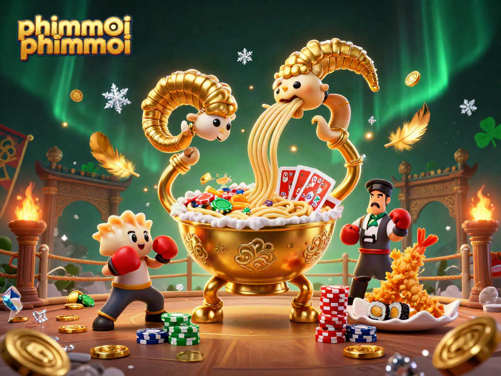 Experience the vibrant gambling scene with phimmoi net phimmoi featuring a golden ramen bowl and sushi dealers.