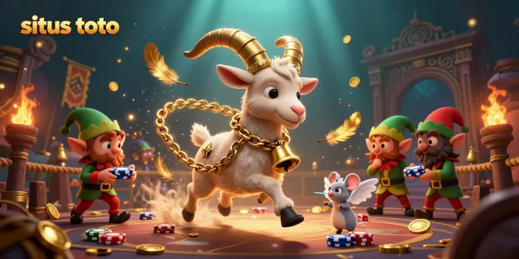 Situs toto combines festive horror in a casino setting with gremlins stealing cards.