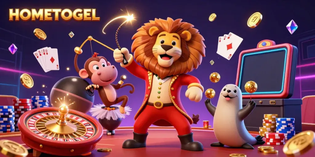 Experience the thrill of HOMETOGEL with this captivating illustration of casino excitement and winning action.