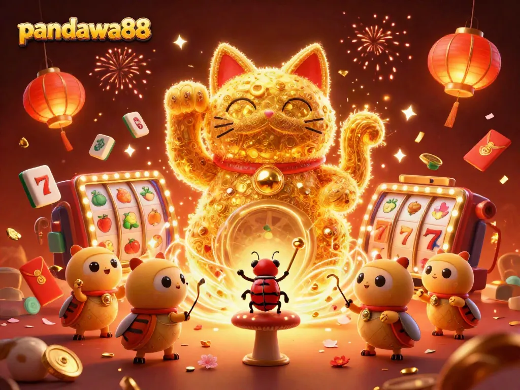 pandawa88 menghidupkan permainan di kasino dengan kucing keberuntungan dan simbol-simbol kece