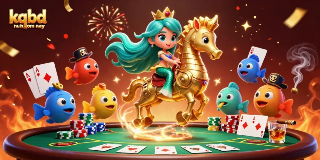 Watch results at kqbd nu hom nay with magical 3D characters in a vibrant casino scene.