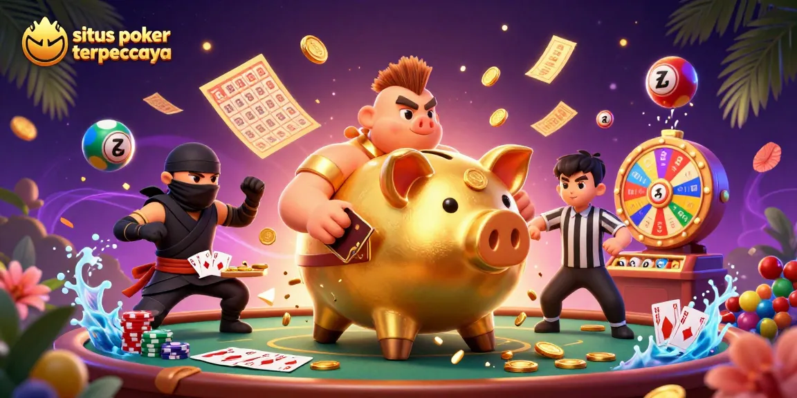 Experience exciting poker action with situs poker terpercaya in this dynamic 3D illustration featuring vibrant game elements.