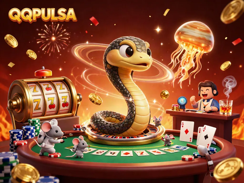 QQPULSA menghadirkan suasana kasino yang menakjubkan dengan karakter 3D bermain di roulette.