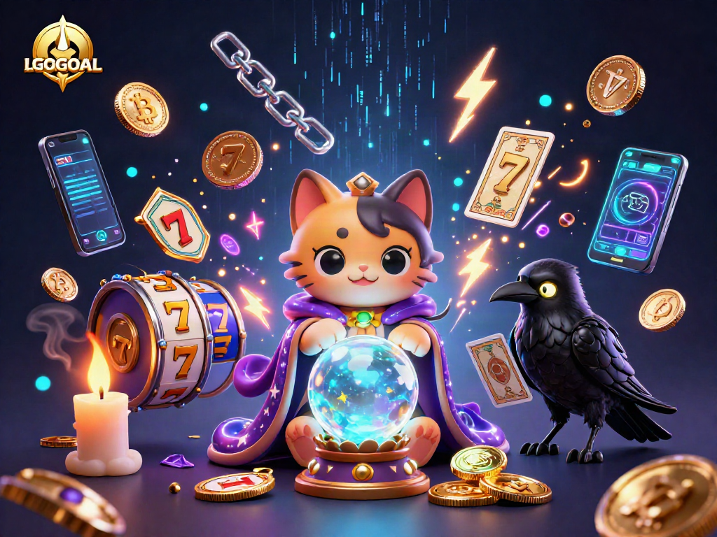 Experience the magic of LGOGOAL with vibrant slot reels and a mystical ambiance.