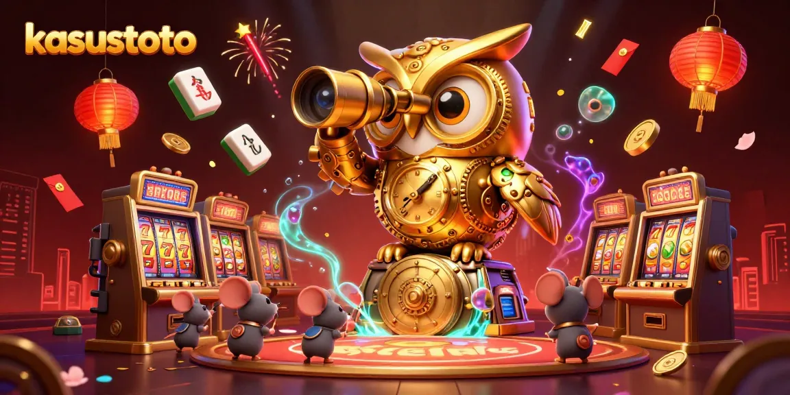 Menangkan pengalaman bermain di kasustoto dengan simbol slot yang berkilauan dan burung hantu emas berputar.
