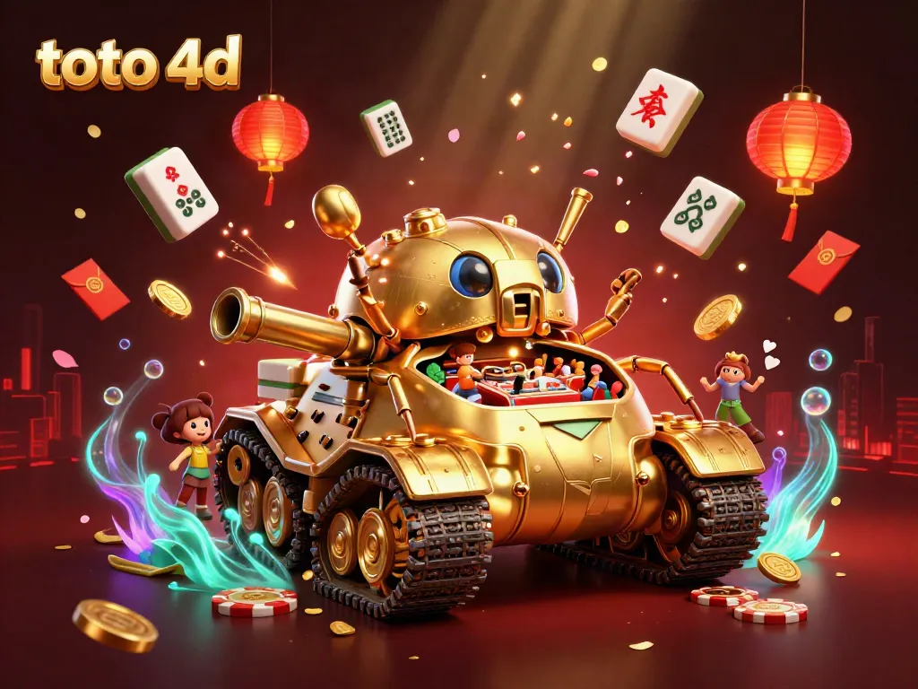 Engage in thrilling toto 4d gaming with our vibrant 3D illustration featuring a dynamic casino inside a golden beetle tank.