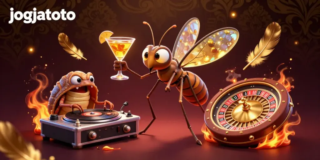 Bet big with jogjatoto's lively 3D casino scene featuring dynamic characters and vibrant gaming elements.