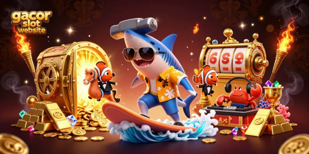 Engage with the thrilling gacor slot website featuring dynamic gold elements and lively characters.