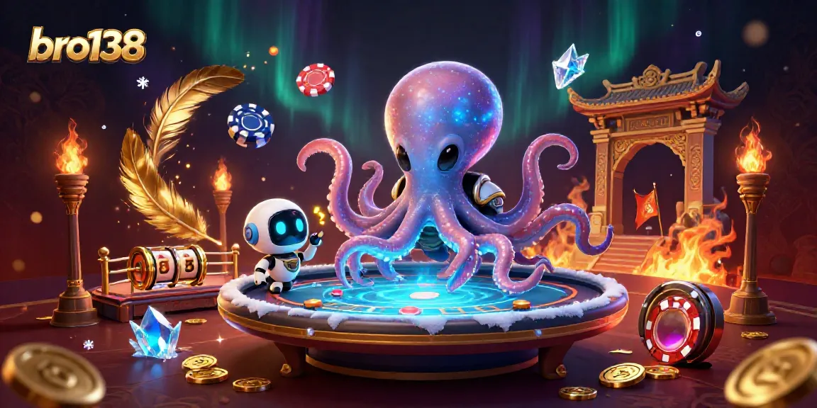 Experience the excitement of bro138 with a stylized 3D casino scene featuring alien themes and dynamic game elements.