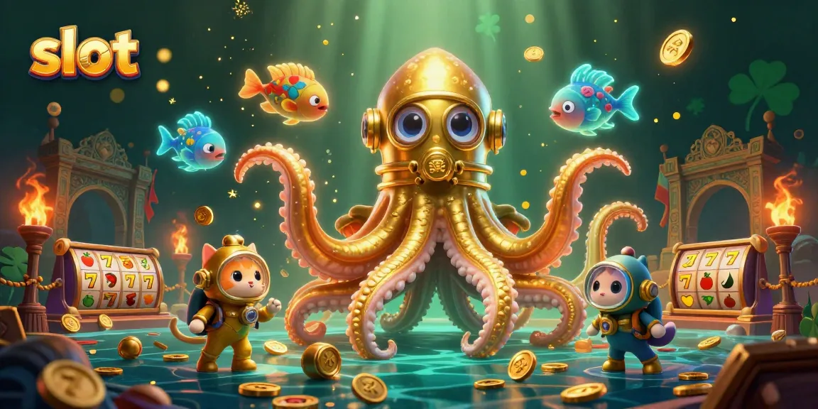 Engage with thrilling slot action featuring a kraken, diving cat, and animated symbols