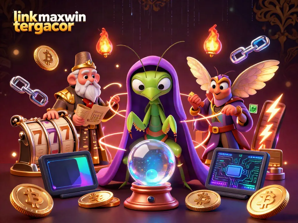 Engage with the game by exploring link maxwin tergacor in a vibrant, dynamic casino scene featuring mystical elements and slot symbols.