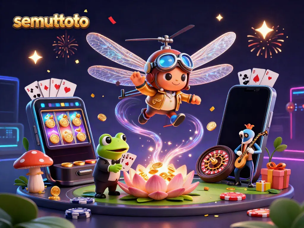 Permainan menarik di Semuttoto dengan croupier katak dan pilot capung di kasino