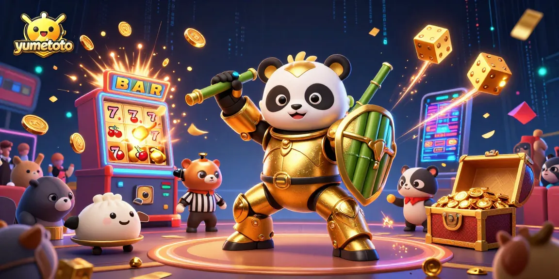 Engage with yumetoto's thrilling casino games through a dynamic illustration showcasing excitement and action.