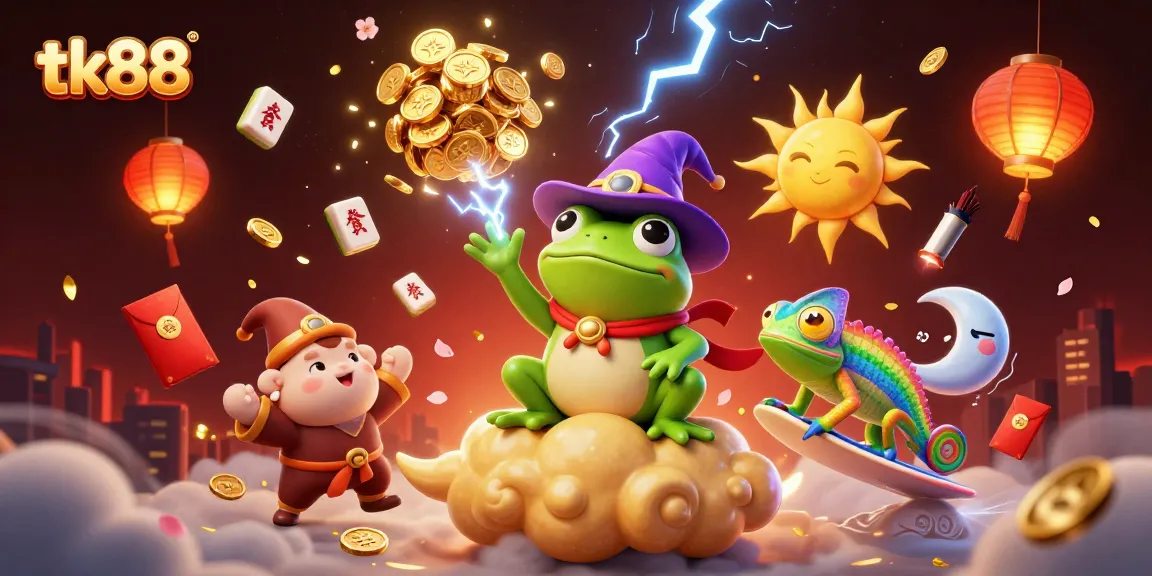 Experience the exciting world of tk88 casino with this vibrant 3D illustration showcasing gaming and fortune.