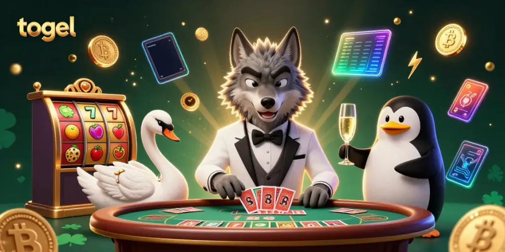 Permainan togel di RANS4D menampilkan karakter kartun serta elemen kasino yang menarik