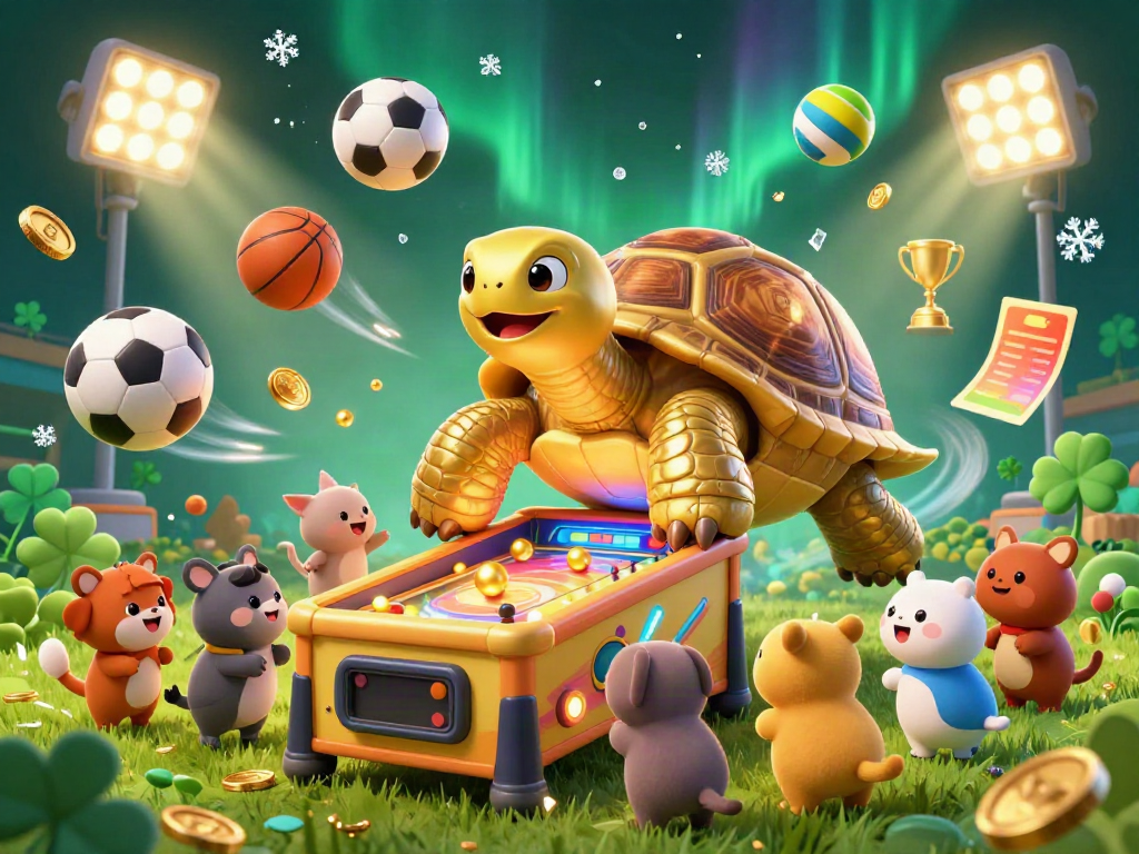 Experience excitement with link UY88 in a vibrant 3D casino scene filled with sports elements.