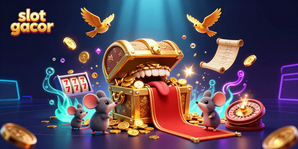 Engage with the slot gacor excitement through a thrilling 3D illustration filled with vibrant casino elements.
