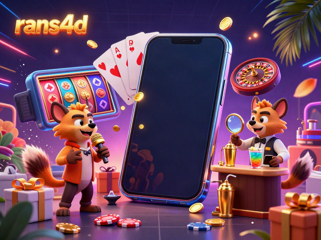 RANS4D menampilkan komedi kasino dengan karakter hyena saat bermain lotere yang seru dan menghibur.